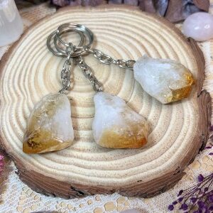 Citrine Rough Crystal Point Keyring