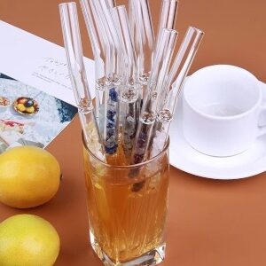Tigers Eye Crystal Glass Straw